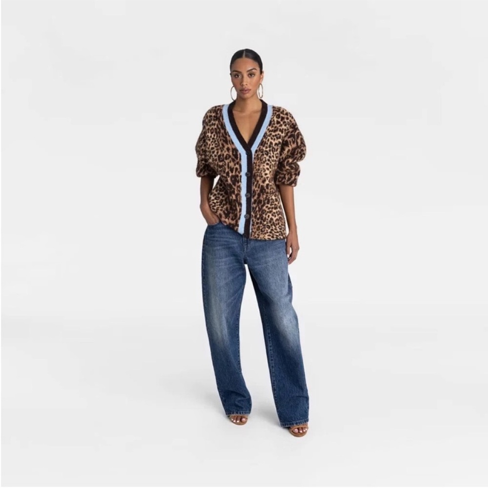 KBB by KAHLANA Women's 'The Slouchy Cardigan' - Tan Leopard XL - Picture 3 of 9